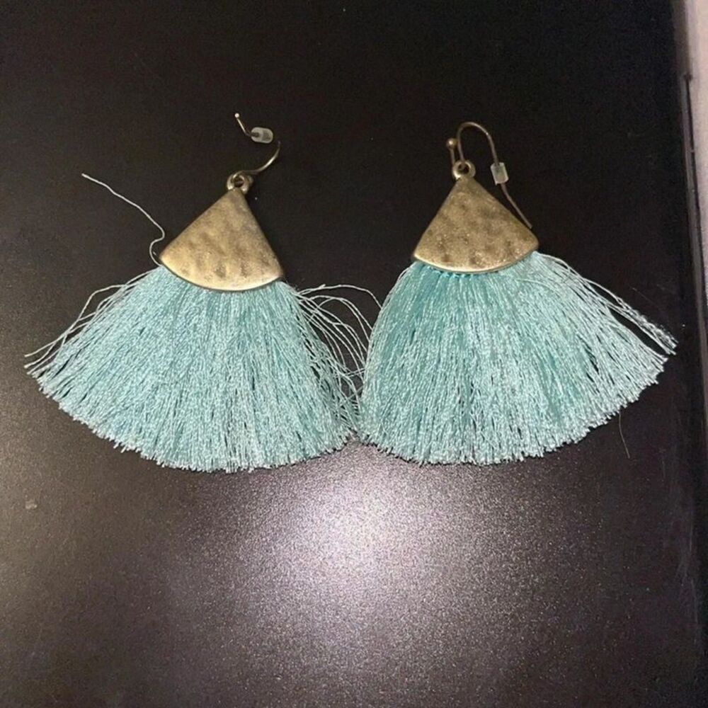 Dangle Green Tassel Earrings